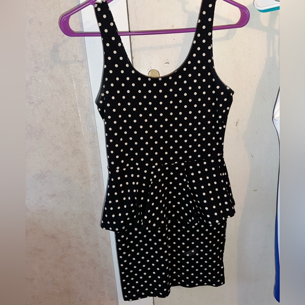 Black with white polka dot mini dress
